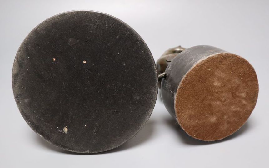 Two modern French bronzes of seated nudes on marble plinths, tallest 22cm